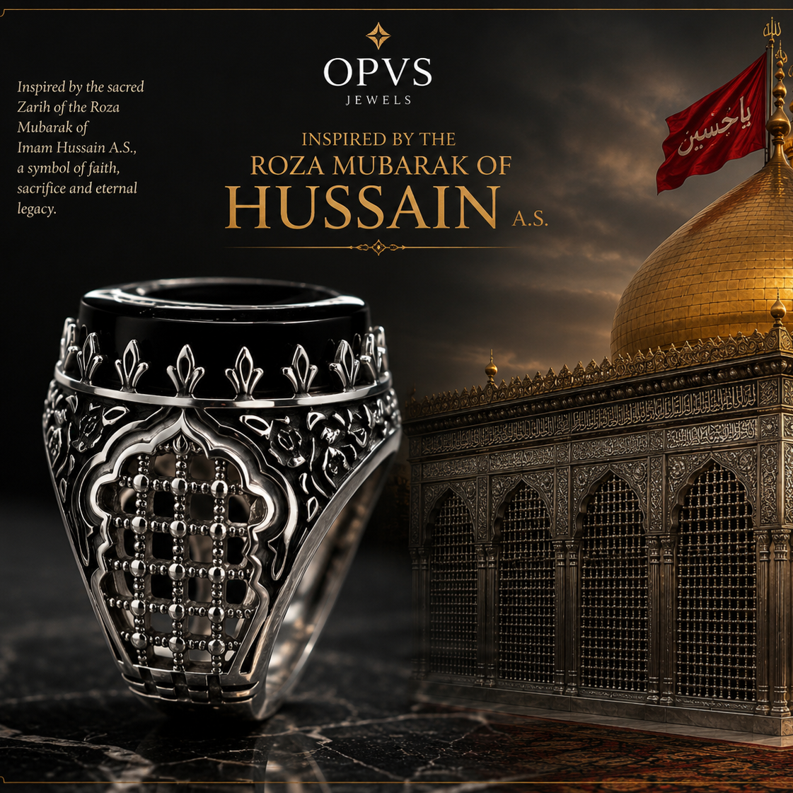 Shrine Legacy Ring – Imam Hussain (R.A.) Inspired Silver Ring